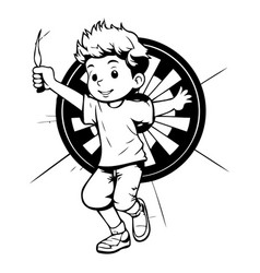 Cartoon Of A Boy Playing With A Car Wheel