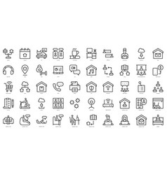 Set Of Thin Line Work From Home Icons