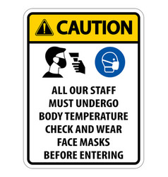 Caution Staff Must Undergo Temperature Check Sign