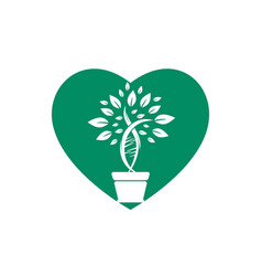 Dna Plant With Heart Shape Logo Design