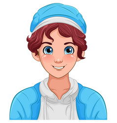 Male Teen Cartoon Wearing Hat