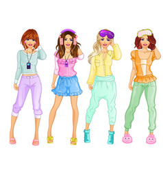 Pyjama Party Set Of Cute Girly Characters