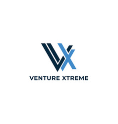 Abstract Initial Letter Vx Or Xv Logo In Blue