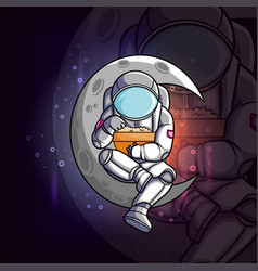 Astronaut Eating Popcorn And Sitting