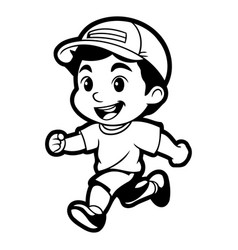 Cartoon Boy Running Isolated On White Background