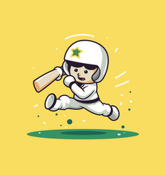 Cute Astronaut With Baseball Bat Flying