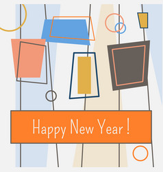 Happy New Year Greeting Card Retro Mid Century