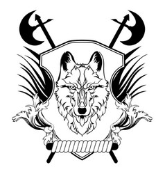 Wolf Tribal Head Tattoo Crest Coat Of Arms Winged