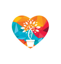 Dna Plant With Heart Shape Logo Design