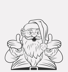 Black And White Happy Santa Claus In Retro