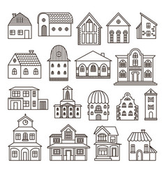 Doodle Line Different Houses Hand Drawn House