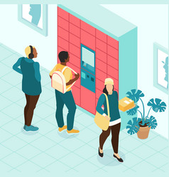 Isometric Self Service Postamat Composition