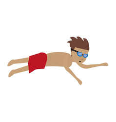 Man Swimming With Googles Cartoon Isolated