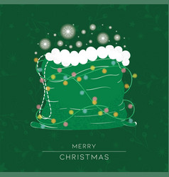 Santa Claus Green Gift Bag Merry Christmas Card