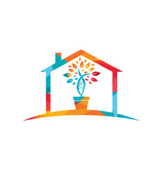 Dna Plant With Home Shape Logo Design