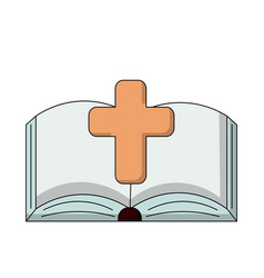 Open Book Bible With A Cross In Color