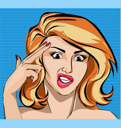 Pop Art Comics Style Woman With Finger Gun Gesture