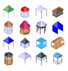 Gazebo Icons Set Isometric Style