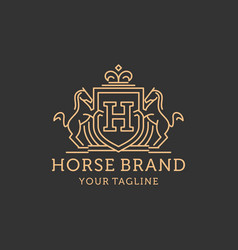 Heraldry Horse Crest Shield Line Art Logo Design