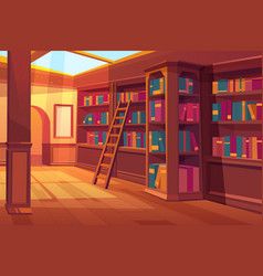 Modern library interior bookshelf empty no people Vector Image