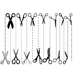 Set of cutting scissors Royalty Free Vector Image