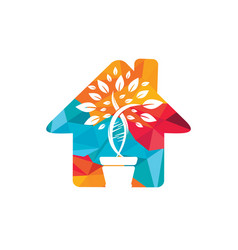 Dna Plant With Home Shape Logo Design