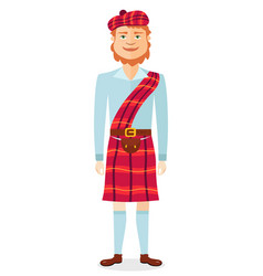 Scottish Man In Kilt In National Clothes Flat