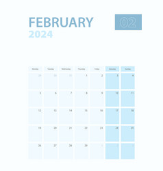 Vertical Calendar Page Of February 2024 Week