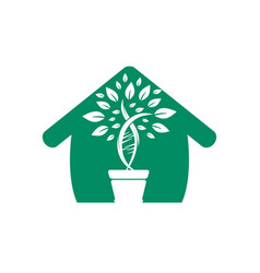 Dna Plant With Home Shape Logo Design