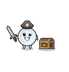 Plate Pirate Character Holding Sword Beside