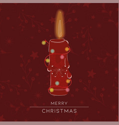 Red Candle With Ribbon Merry Christmas Card