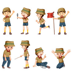 Set Of Camping Kids Cartoon Character