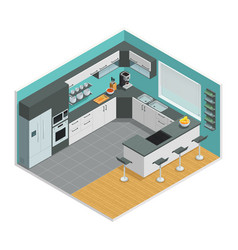 Kitchen Interior Isometric Design