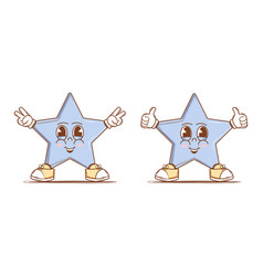 Set Of Cute Character Star In Groovy Style