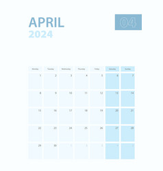 Vertical Calendar Page Of April 2024 Week Starts