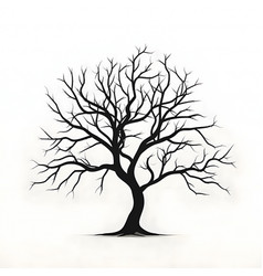 Black Silhouette Of Tree On White Background