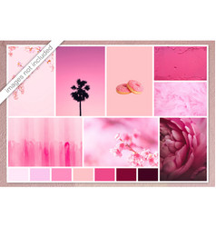 Photo Collage Moodboard Template In Pink Colors