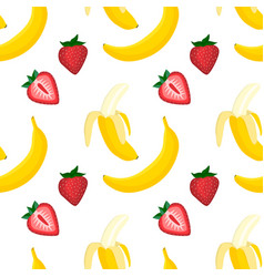 Strawberry And Banana Vegan Flat Seamless Pattern