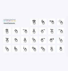 25 Hand Gestures Line Icon Pack