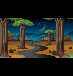 Long Road Through Desert Landscape Scene