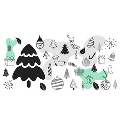 Set Of Hand Drawn Christmas Decorative Symbols