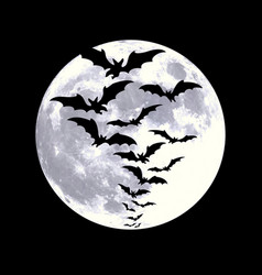 Spooky Flying Bats Against Full Moon