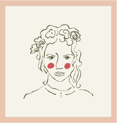 Female Portrait With Flower Single Clipart