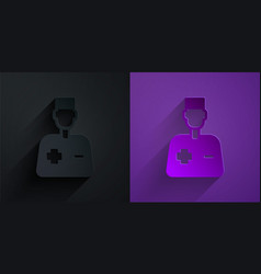 Paper Cut Male Doctor Icon Isolated On Black