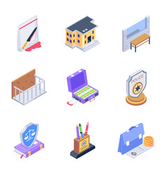 Set Of Law And Court Isometric Icons