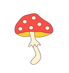 60s And 70s Style Groovy Amanita Hand Drawn