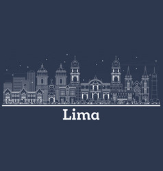 Outline Lima Peru City Skyline With White