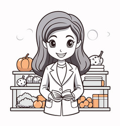 A Woman In Grocery Store Wearing White Coat