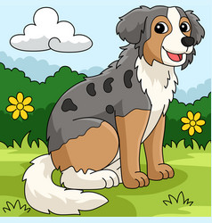 Australian Shepherd Colored Cartoon