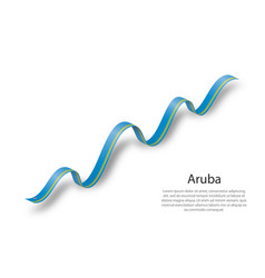 Waving Ribbon Or Banner With Flag Of Aruba